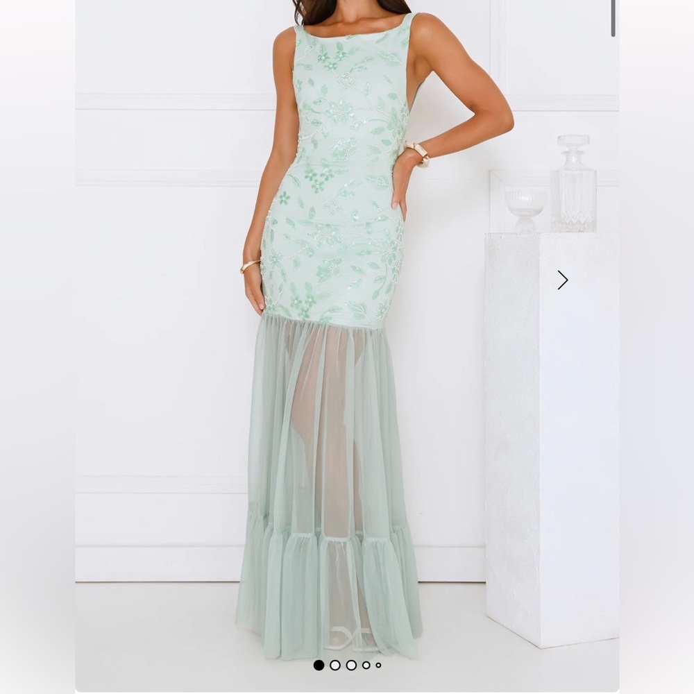 PRETTY GIRL PHASE MESH MAXI DRESS SAGE